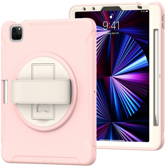 For iPad Pro 11 2022 / 2021 / 2020 / 2018 360 Degree Rotation PC + TPU Protective Tablet Case with Holder & Hand-strap & Pen Slot(Cherry Blossoms Pink) - iPad Pro 11 (2022/2021) Cases by buy2fix | Online Shopping UK | buy2fix