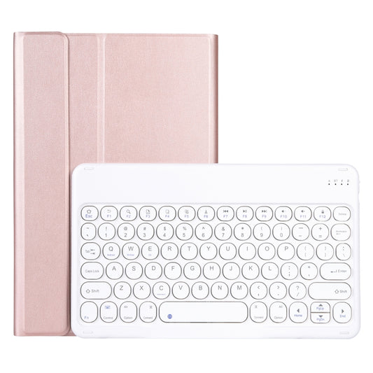 For Lenovo Pad Plus 11 inch TB-J607F / Tab P11 11 inch TB-J606F / Pad 11 inch YAM12 Lambskin Texture Detachable Round Keycap Bluetooth Keyboard Leather Tablet Case with Holder(Rose Gold) by buy2fix