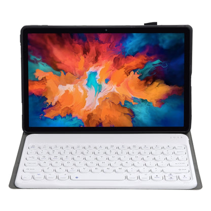 For Lenovo Pad Plus 11 inch TB-J607F / Tab P11 11 inch TB-J606F / Pad 11 inch YAM12 Lambskin Texture Detachable Round Keycap Bluetooth Keyboard Leather Tablet Case with Holder(Rose Gold) by buy2fix