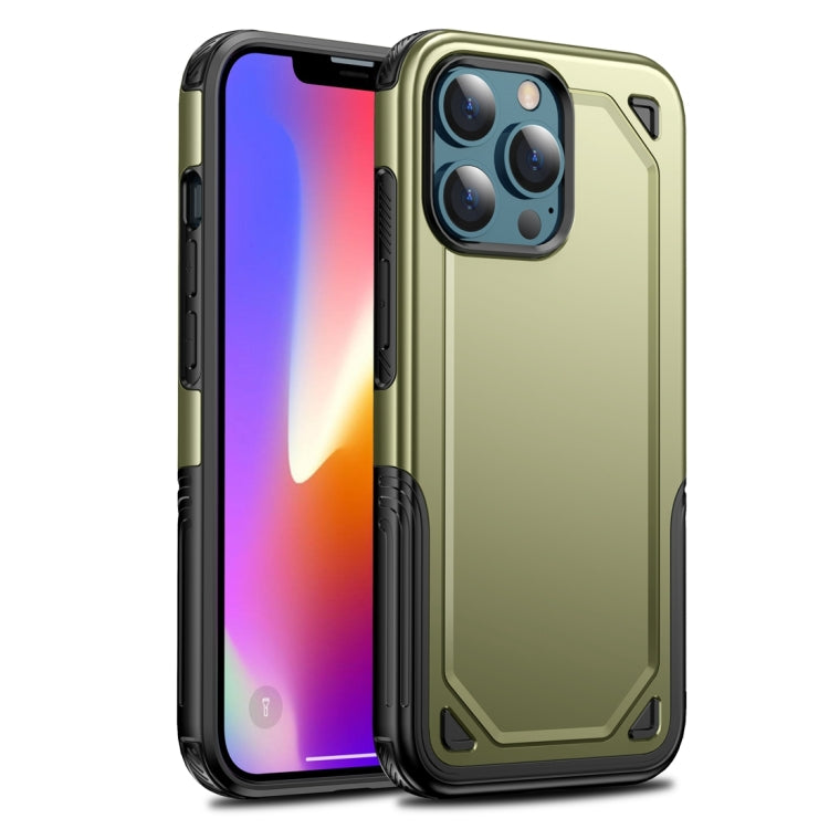 For iPhone 13 Pro Shockproof Rugged Armor Protective Case (Olive Green) by buy2fix