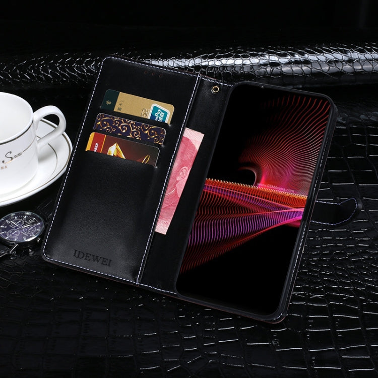 For Sony Xperia 1 III idewei Crocodile Texture Horizontal Flip Leather Case with Holder & Card Slots & Wallet(Dark Blue) - Sony Cases by idewei | Online Shopping UK | buy2fix