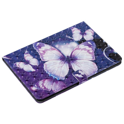 For iPad 10.2 / Pro 10.5 / Air 2019 3D Colored Drawing Horizontal Flip Leather Case with Holder & Card Slots & Wallet & Sleep / Wake-up Function(Purple Butterfly) - iPad Air (2019) Cases by buy2fix | Online Shopping UK | buy2fix