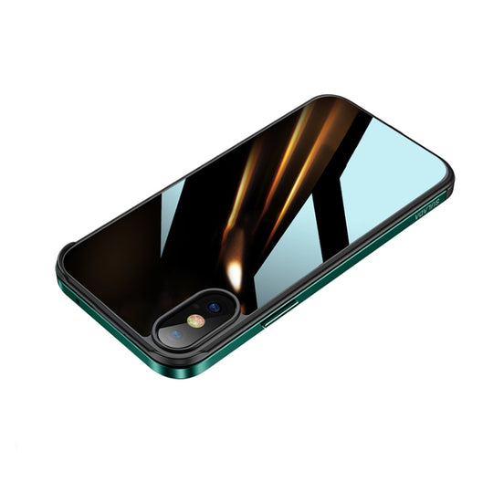 For iPhone X / XS SULADA Shockproof Aviation Aluminum Metal Frame + Nano Glass + TPU Protective Case(Dark Night Green)
