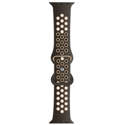 Butterfly Buckle Dual-tone Liquid Silicone Watch Band For Apple Watch Ultra 49mm&Watch Ultra 2 49mm / Series 9&8&7 45mm / SE 3&SE 2&6&SE&5&4 44mm / 3&2&1 42mm(Smoke Purple+Brown) by buy2fix