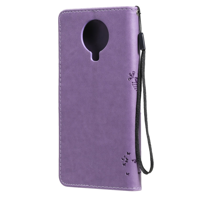 For Nokia G20 Tree & Cat Pattern Pressed Printing Horizontal Flip PU Leather Case with Holder & Card Slots & Wallet & Lanyard(Purple) by buy2fix