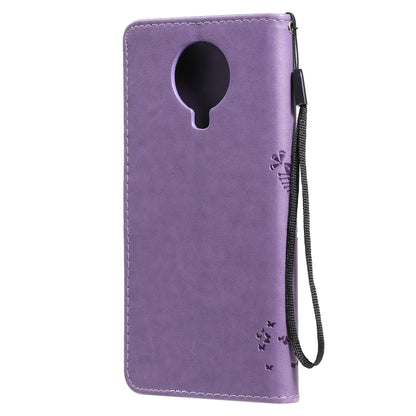 For Nokia G20 Tree & Cat Pattern Pressed Printing Horizontal Flip PU Leather Case with Holder & Card Slots & Wallet & Lanyard(Purple) by buy2fix