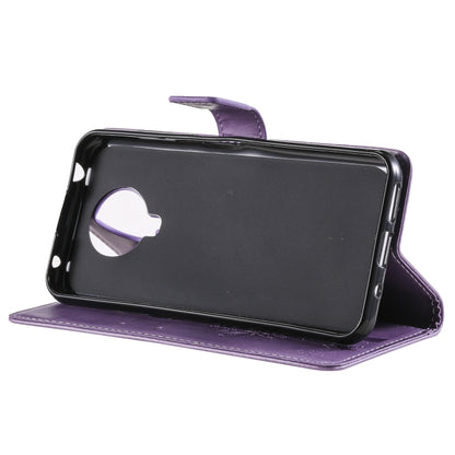 For Nokia G20 Tree & Cat Pattern Pressed Printing Horizontal Flip PU Leather Case with Holder & Card Slots & Wallet & Lanyard(Purple) by buy2fix