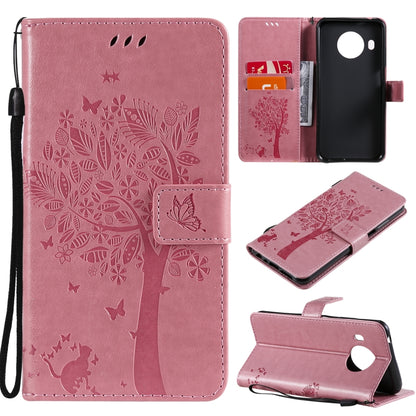 For Nokia X20 Tree & Cat Pattern Pressed Printing Horizontal Flip PU Leather Case with Holder & Card Slots & Wallet & Lanyard(Pink) by buy2fix