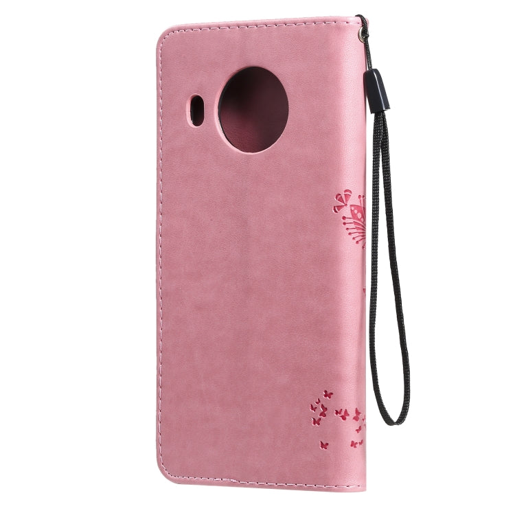 For Nokia X20 Tree & Cat Pattern Pressed Printing Horizontal Flip PU Leather Case with Holder & Card Slots & Wallet & Lanyard(Pink) by buy2fix