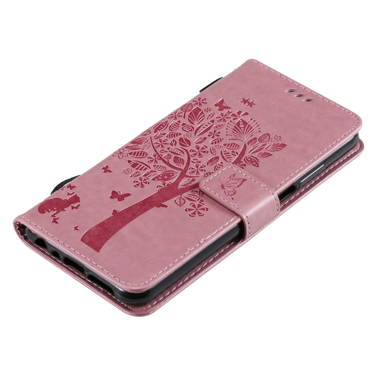 For Nokia X20 Tree & Cat Pattern Pressed Printing Horizontal Flip PU Leather Case with Holder & Card Slots & Wallet & Lanyard(Pink) by buy2fix