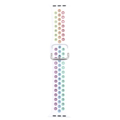 Metal Buckle Silicone Watch Band For Apple Watch Series 9&8&7 41mm / SE 3&SE 2&6&SE&5&4 40mm / 3&2&1 38mm(White+Colorful) by buy2fix