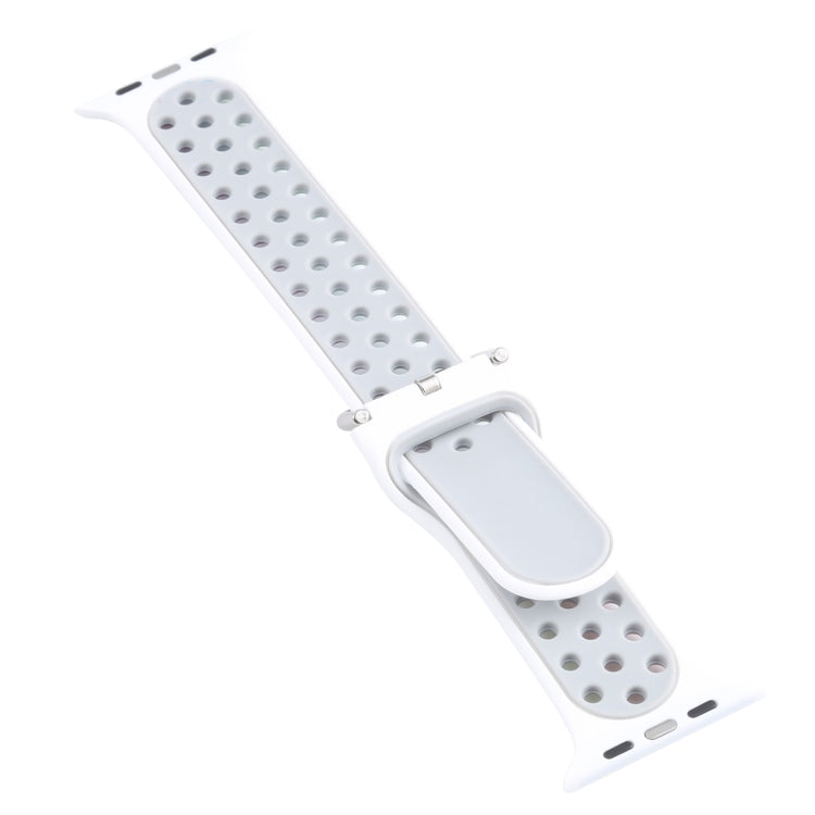 Metal Buckle Silicone Watch Band For Apple Watch Series 9&8&7 41mm / SE 3&SE 2&6&SE&5&4 40mm / 3&2&1 38mm(White+Colorful) by buy2fix