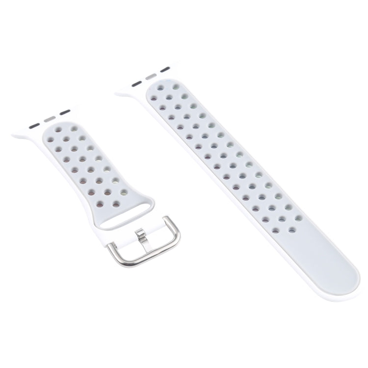 Metal Buckle Silicone Watch Band For Apple Watch Series 9&8&7 41mm / SE 3&SE 2&6&SE&5&4 40mm / 3&2&1 38mm(White+Colorful) by buy2fix