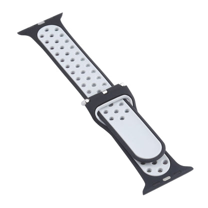 Metal Buckle Silicone Watch Band For Apple Watch Series 9&8&7 41mm / SE 3&SE 2&6&SE&5&4 40mm / 3&2&1 38mm(Black+Colorful) by buy2fix