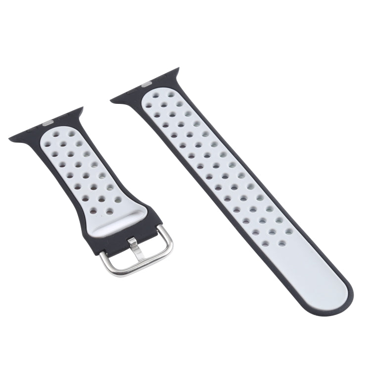 Metal Buckle Silicone Watch Band For Apple Watch Series 9&8&7 41mm / SE 3&SE 2&6&SE&5&4 40mm / 3&2&1 38mm(Black+Colorful) by buy2fix