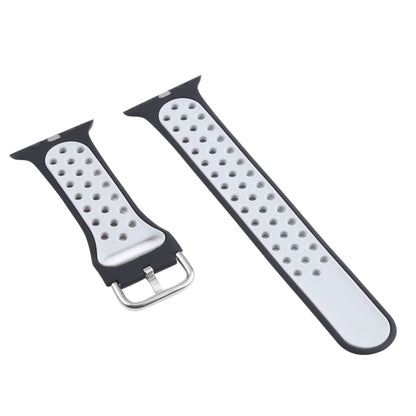 Metal Buckle Silicone Watch Band For Apple Watch Series 9&8&7 41mm / SE 3&SE 2&6&SE&5&4 40mm / 3&2&1 38mm(Black+Colorful) by buy2fix