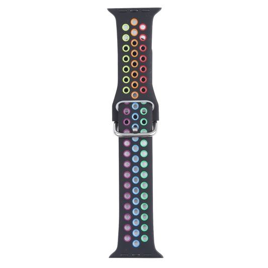 Metal Buckle Silicone Watch Band For Apple Watch Ultra 49mm&Watch Ultra 2 49mm / Series 9&8&7 45mm / SE 3&SE 2&6&SE&5&4 44mm / 3&2&1 42mm(Black+Colorful) by buy2fix