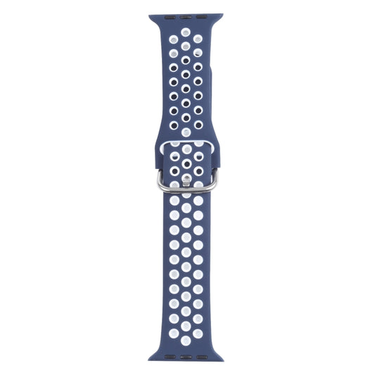 Metal Buckle Silicone Watch Band For Apple Watch Ultra 49mm&Watch Ultra 2 49mm / Series 9&8&7 45mm / SE 3&SE 2&6&SE&5&4 44mm / 3&2&1 42mm(Blue+White) by buy2fix