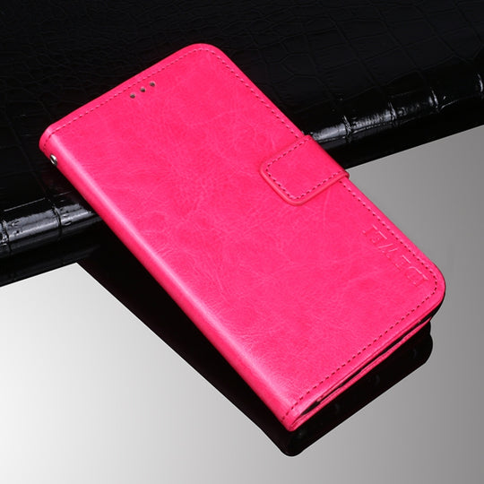 For Blackview A100 idewei Crazy Horse Texture Horizontal Flip Leather Case with Holder & Card Slots & Wallet(Rose Red)