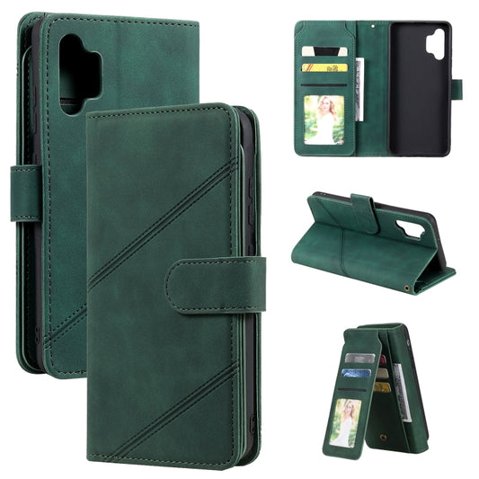 For Samsung Galaxy A32 4G Skin Feel Business Horizontal Flip PU Leather Case with Holder & Multi-Card Slots & Wallet & Lanyard & Photo Frame(Green) by buy2fix