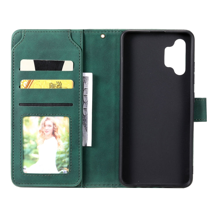 For Samsung Galaxy A32 4G Skin Feel Business Horizontal Flip PU Leather Case with Holder & Multi-Card Slots & Wallet & Lanyard & Photo Frame(Green) by buy2fix