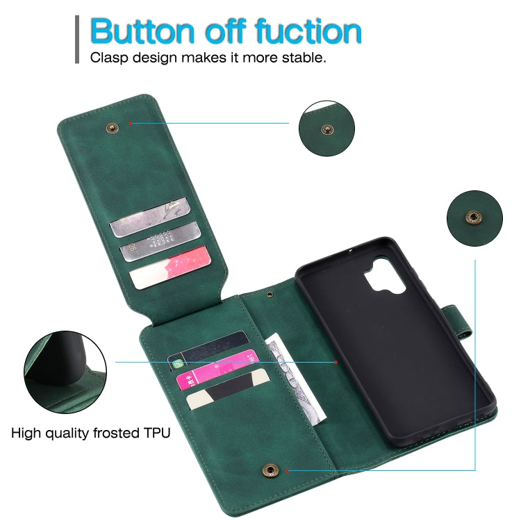 For Samsung Galaxy A32 4G Skin Feel Business Horizontal Flip PU Leather Case with Holder & Multi-Card Slots & Wallet & Lanyard & Photo Frame(Green) by buy2fix