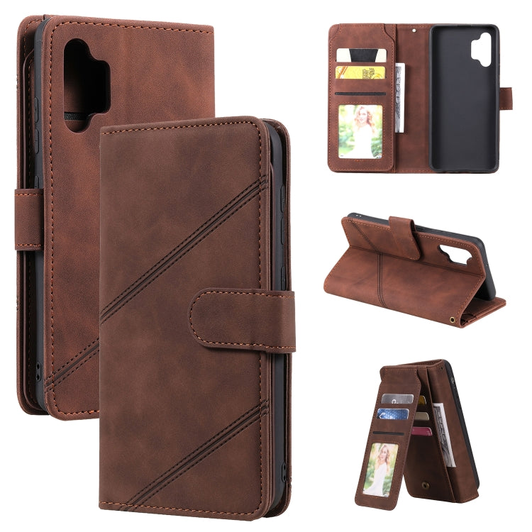For Samsung Galaxy A32 4G Skin Feel Business Horizontal Flip PU Leather Case with Holder & Multi-Card Slots & Wallet & Lanyard & Photo Frame(Brown) by buy2fix