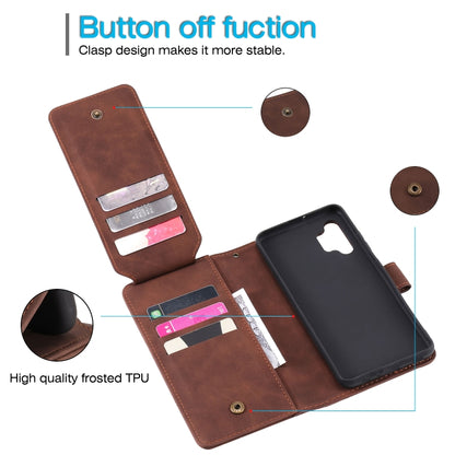 For Samsung Galaxy A32 4G Skin Feel Business Horizontal Flip PU Leather Case with Holder & Multi-Card Slots & Wallet & Lanyard & Photo Frame(Brown) by buy2fix