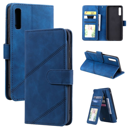 For Samsung Galaxy A50 Skin Feel Business Horizontal Flip PU Leather Case with Holder & Multi-Card Slots & Wallet & Lanyard & Photo Frame(Blue) by buy2fix