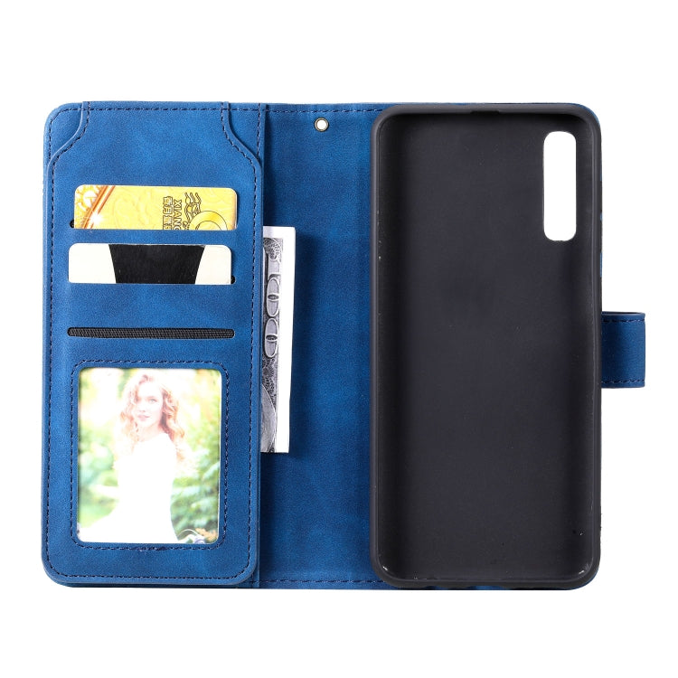 For Samsung Galaxy A50 Skin Feel Business Horizontal Flip PU Leather Case with Holder & Multi-Card Slots & Wallet & Lanyard & Photo Frame(Blue) by buy2fix