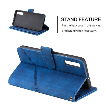 For Samsung Galaxy A50 Skin Feel Business Horizontal Flip PU Leather Case with Holder & Multi-Card Slots & Wallet & Lanyard & Photo Frame(Blue) by buy2fix