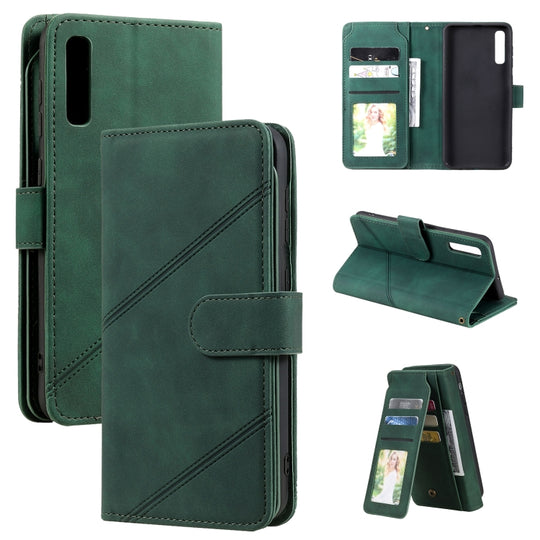 For Samsung Galaxy A50 Skin Feel Business Horizontal Flip PU Leather Case with Holder & Multi-Card Slots & Wallet & Lanyard & Photo Frame(Green)