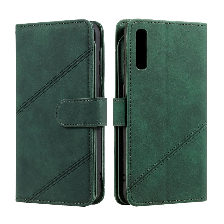 For Samsung Galaxy A50 Skin Feel Business Horizontal Flip PU Leather Case with Holder & Multi-Card Slots & Wallet & Lanyard & Photo Frame(Green) by buy2fix