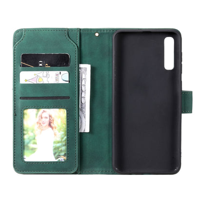 For Samsung Galaxy A50 Skin Feel Business Horizontal Flip PU Leather Case with Holder & Multi-Card Slots & Wallet & Lanyard & Photo Frame(Green) by buy2fix
