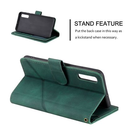 For Samsung Galaxy A50 Skin Feel Business Horizontal Flip PU Leather Case with Holder & Multi-Card Slots & Wallet & Lanyard & Photo Frame(Green) by buy2fix