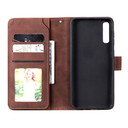 For Samsung Galaxy A50 Skin Feel Business Horizontal Flip PU Leather Case with Holder & Multi-Card Slots & Wallet & Lanyard & Photo Frame(Brown) by buy2fix