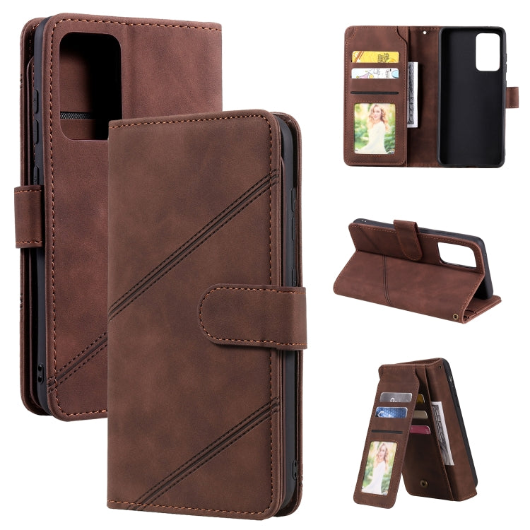 For Samsung Galaxy A52 5G / 4G Skin Feel Business Horizontal Flip PU Leather Case with Holder & Multi-Card Slots & Wallet & Lanyard & Photo Frame(Brown) by buy2fix