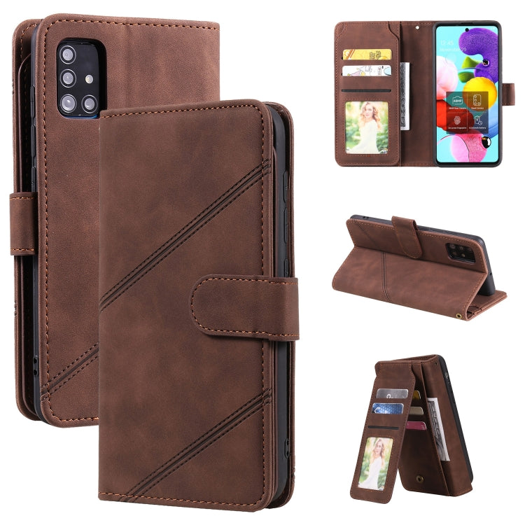 For Samsung Galaxy A51 Skin Feel Business Horizontal Flip PU Leather Case with Holder & Multi-Card Slots & Wallet & Lanyard & Photo Frame(Brown) by buy2fix