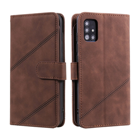 For Samsung Galaxy A51 Skin Feel Business Horizontal Flip PU Leather Case with Holder & Multi-Card Slots & Wallet & Lanyard & Photo Frame(Brown) by buy2fix