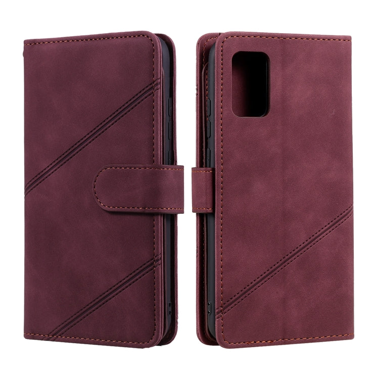 For Samsung Galaxy A02s EU Version Skin Feel Business Horizontal Flip PU Leather Case with Holder & Multi-Card Slots & Wallet & Lanyard & Photo Frame(Wine Red) by buy2fix