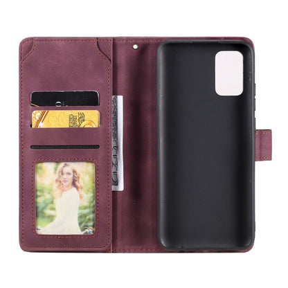 For Samsung Galaxy A02s EU Version Skin Feel Business Horizontal Flip PU Leather Case with Holder & Multi-Card Slots & Wallet & Lanyard & Photo Frame(Wine Red) by buy2fix