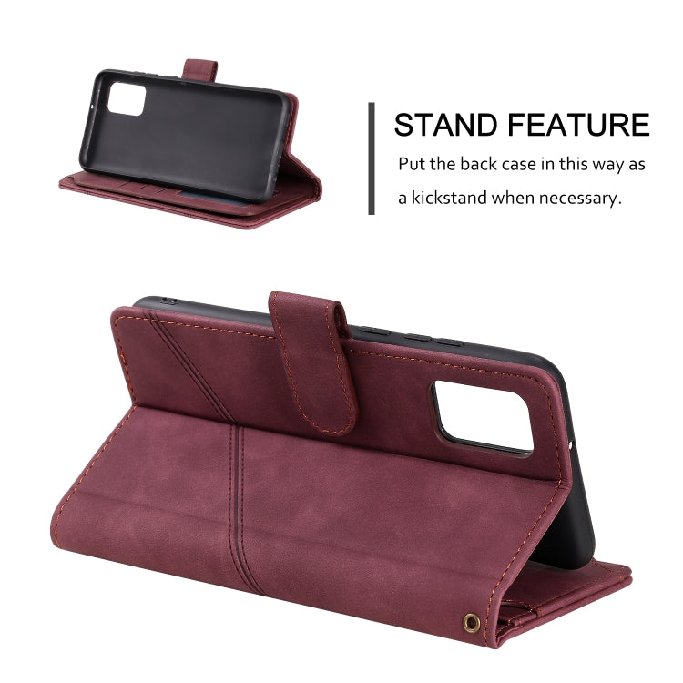 For Samsung Galaxy A02s EU Version Skin Feel Business Horizontal Flip PU Leather Case with Holder & Multi-Card Slots & Wallet & Lanyard & Photo Frame(Wine Red) by buy2fix