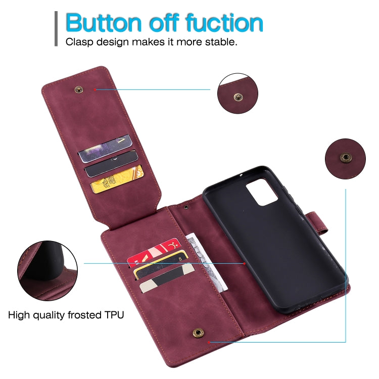 For Samsung Galaxy A02s EU Version Skin Feel Business Horizontal Flip PU Leather Case with Holder & Multi-Card Slots & Wallet & Lanyard & Photo Frame(Wine Red) by buy2fix