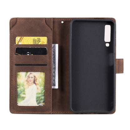 For Samsung Galaxy A7 2018 Skin Feel Business Horizontal Flip PU Leather Case with Holder & Multi-Card Slots & Wallet & Lanyard & Photo Frame(Brown) by buy2fix