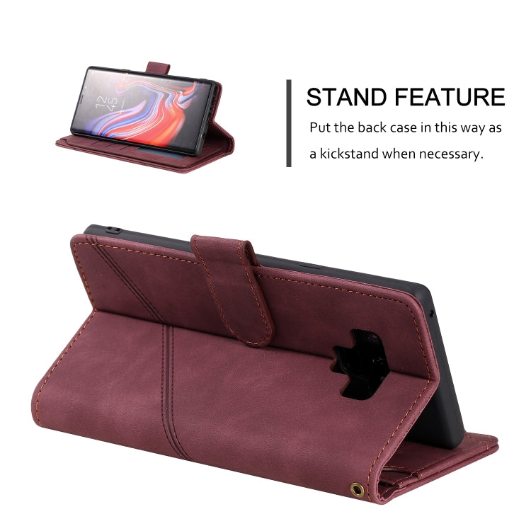 For Samsung Galaxy Note9 Skin Feel Business Horizontal Flip PU Leather Case with Holder & Multi-Card Slots & Wallet & Lanyard & Photo Frame(Wine Red) by buy2fix