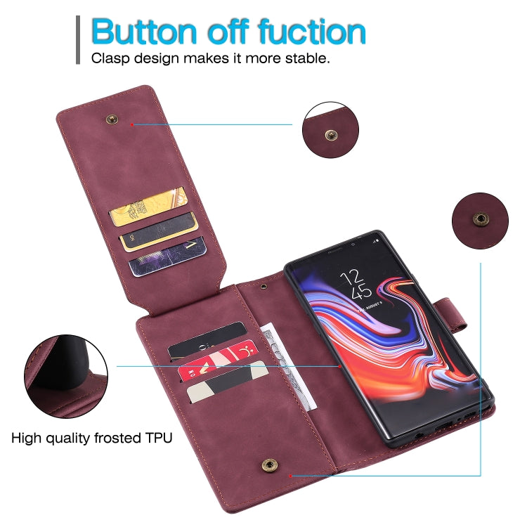 For Samsung Galaxy Note9 Skin Feel Business Horizontal Flip PU Leather Case with Holder & Multi-Card Slots & Wallet & Lanyard & Photo Frame(Wine Red) by buy2fix