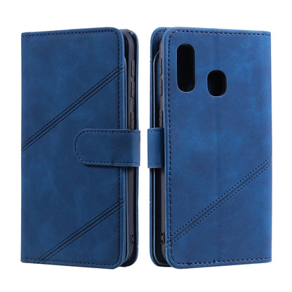 For Samsung Galaxy A40 Skin Feel Business Horizontal Flip PU Leather Case with Holder & Multi-Card Slots & Wallet & Lanyard & Photo Frame(Blue) by buy2fix