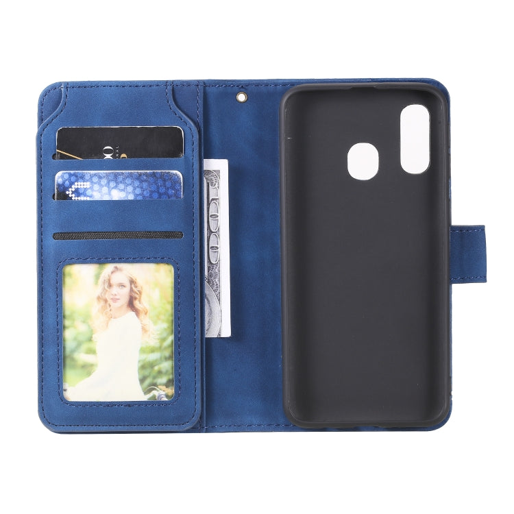 For Samsung Galaxy A40 Skin Feel Business Horizontal Flip PU Leather Case with Holder & Multi-Card Slots & Wallet & Lanyard & Photo Frame(Blue) by buy2fix