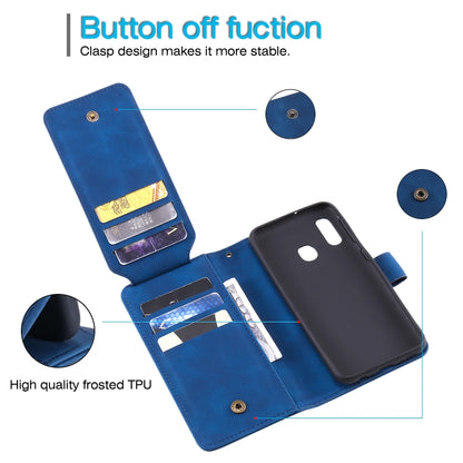 For Samsung Galaxy A40 Skin Feel Business Horizontal Flip PU Leather Case with Holder & Multi-Card Slots & Wallet & Lanyard & Photo Frame(Blue) by buy2fix