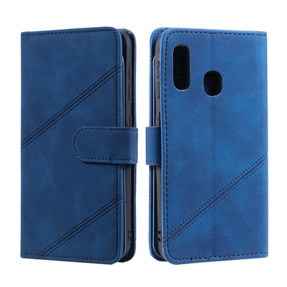 For Samsung Galaxy A20e Skin Feel Business Horizontal Flip PU Leather Case with Holder & Multi-Card Slots & Wallet & Lanyard & Photo Frame(Blue) by buy2fix